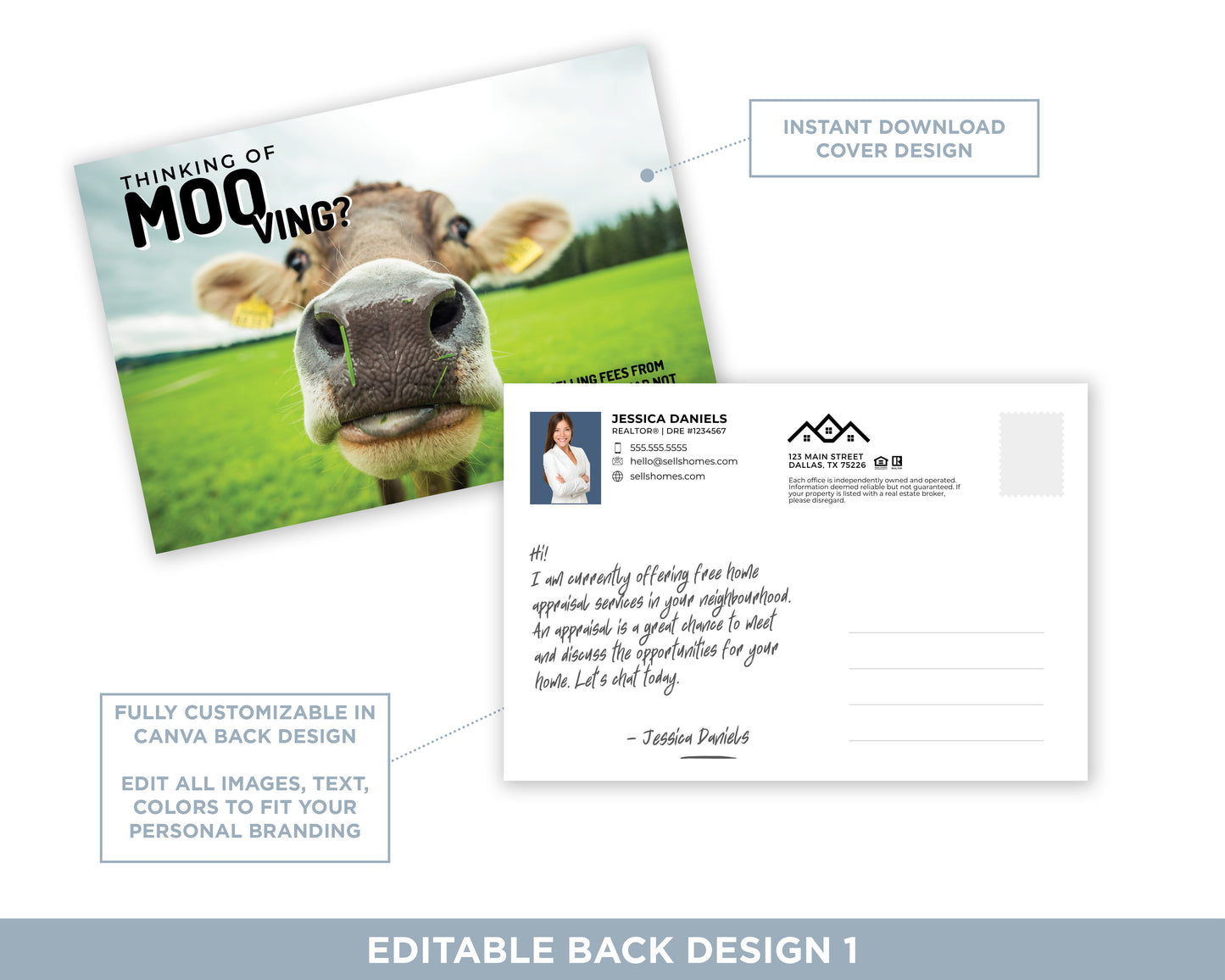 Thinking of Mooving | Funny Real Estate Postcard Download
