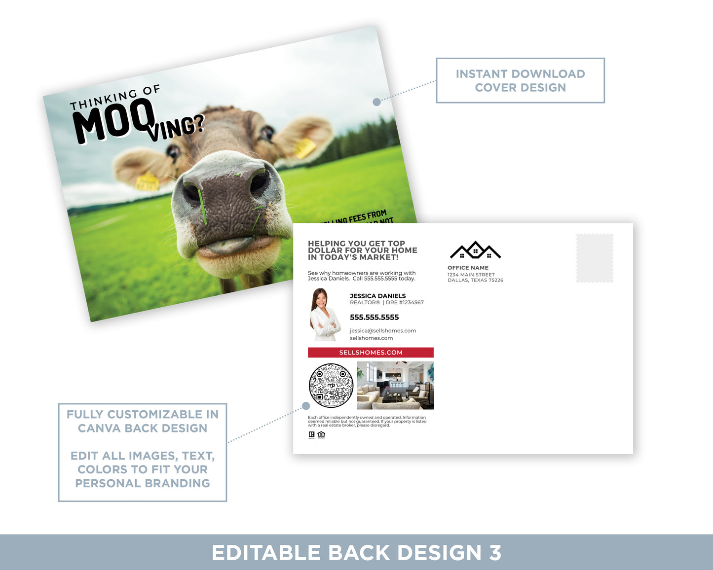 Thinking of Mooving | Funny Real Estate Postcard Download