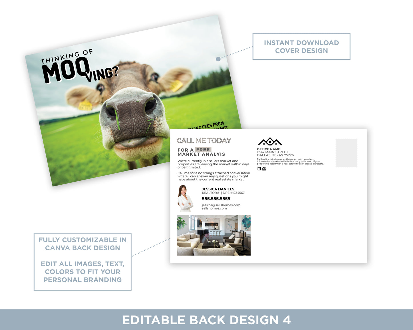Thinking of Mooving | Funny Real Estate Postcard Download