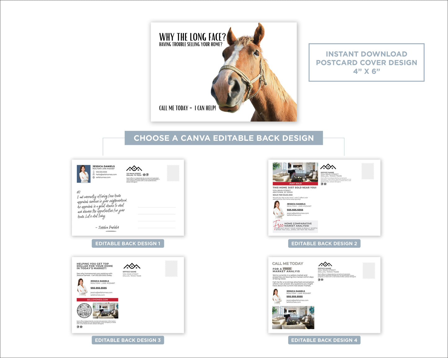 Why the Long Face?! | Funny Real Estate Postcard Download