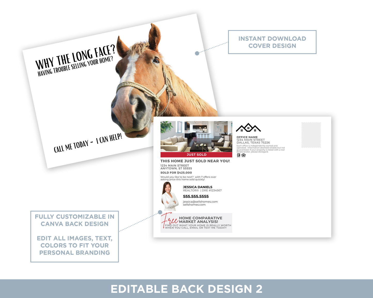 Why the Long Face?! | Funny Real Estate Postcard Download