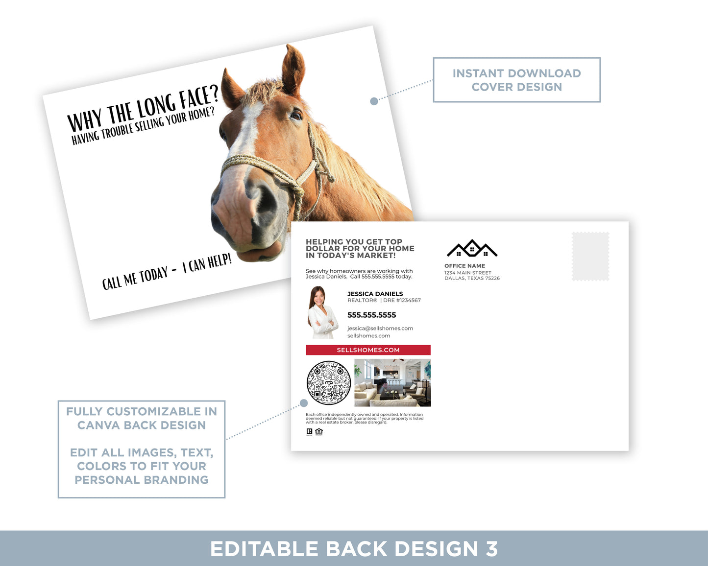 Why the Long Face?! | Funny Real Estate Postcard Download