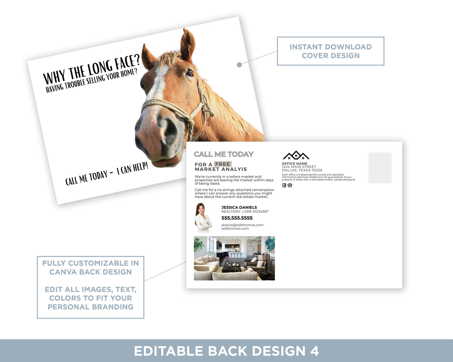 Why the Long Face?! | Funny Real Estate Postcard Download