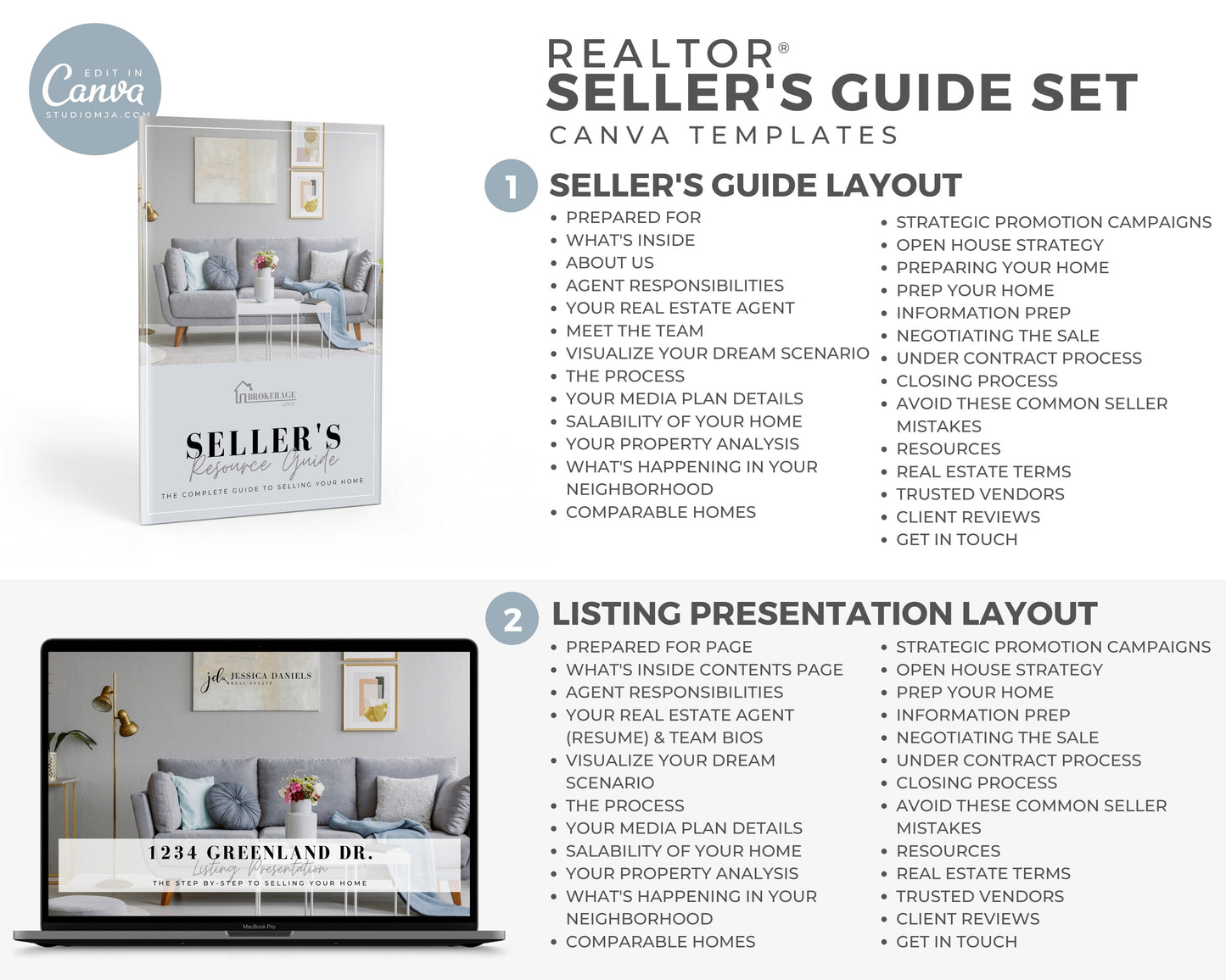 Real Estate Listing Presentation and Seller Guide Set Templates