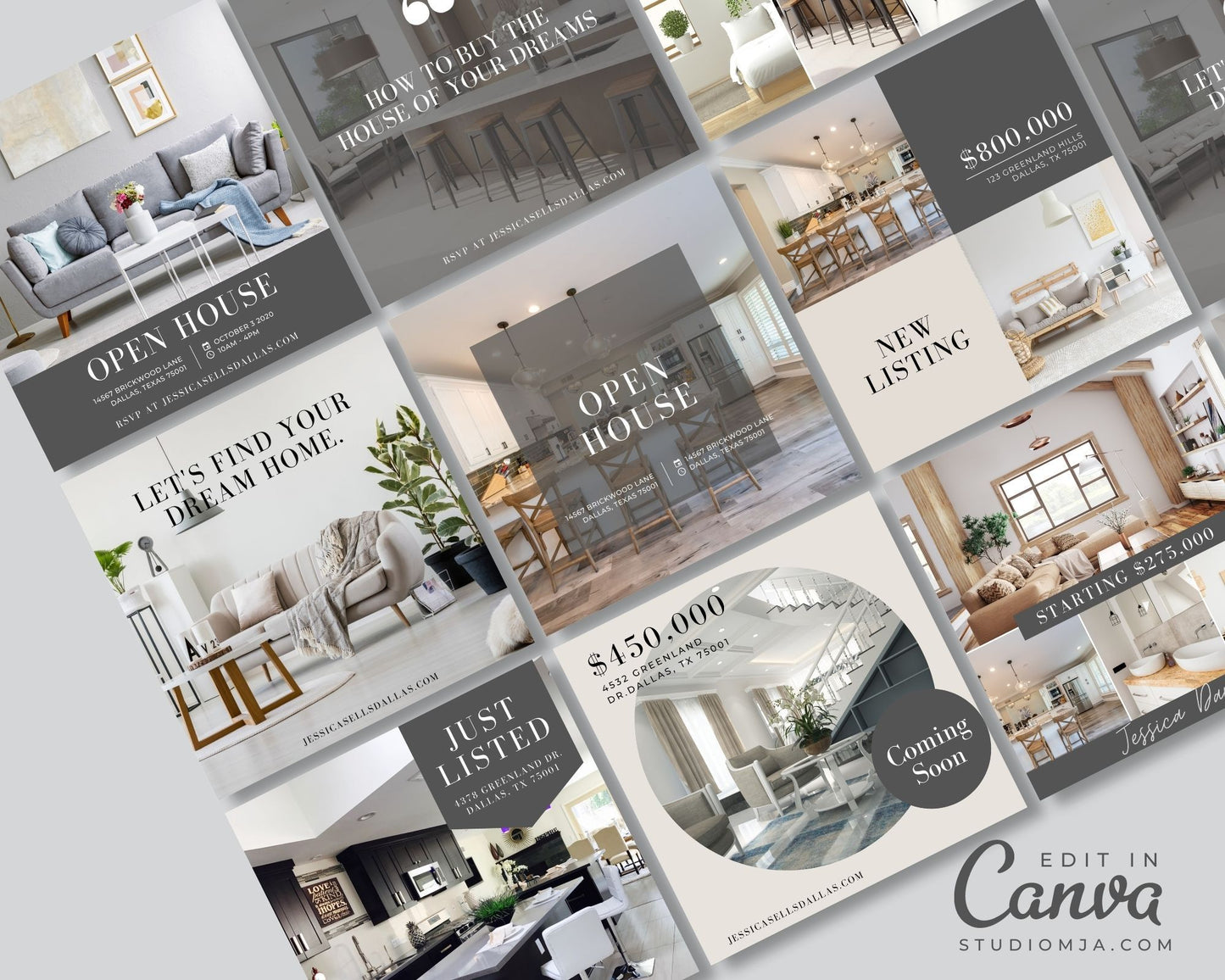 Real Estate Instagram Templates - Set of 30 - Custom