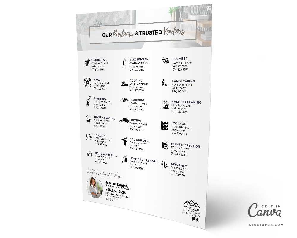 Real Estate Vendor List Template