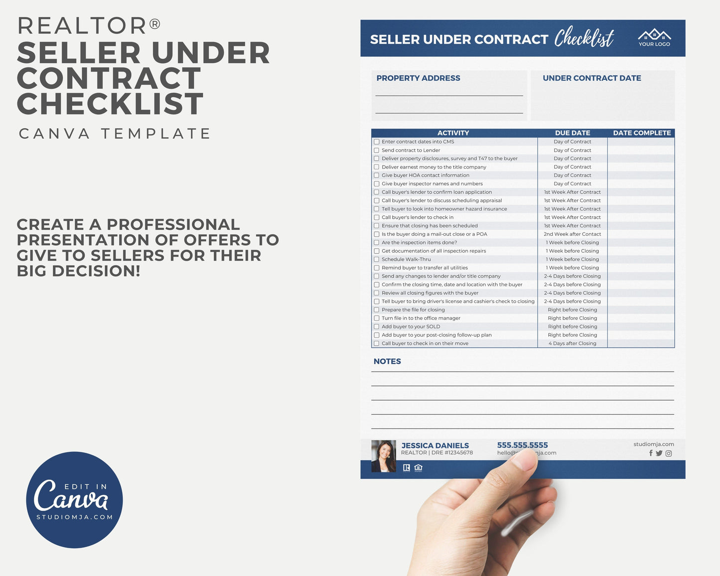 Seller Under Contract Checklist Template