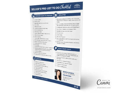 Sellers Pre-Listing To Do Checklist | Real Estate Template