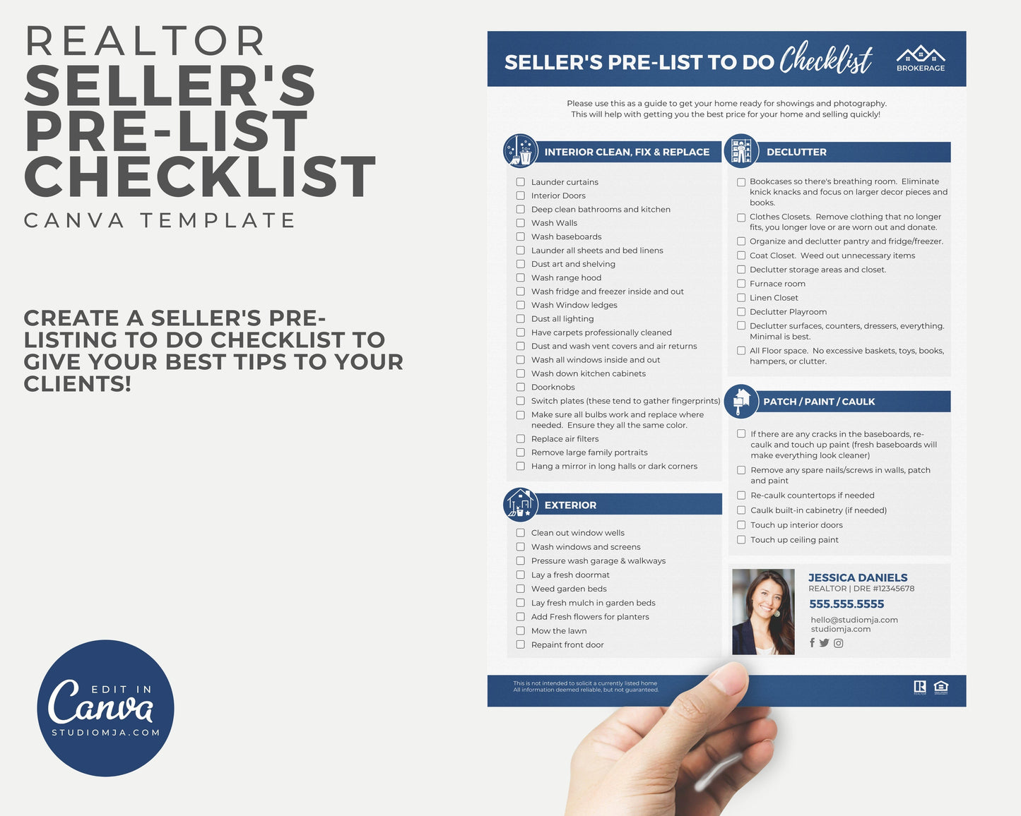Sellers Pre-Listing To Do Checklist | Real Estate Template