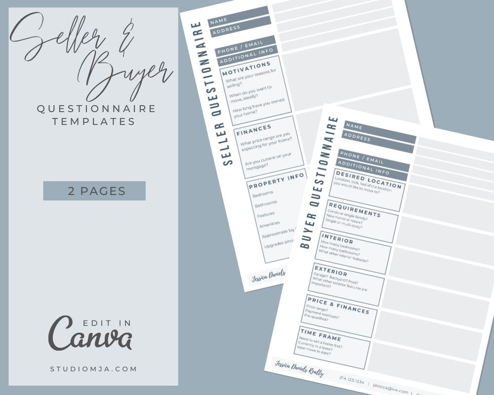 The Minimalist Buyer/Seller Questionnaire Form | Real Estate Template