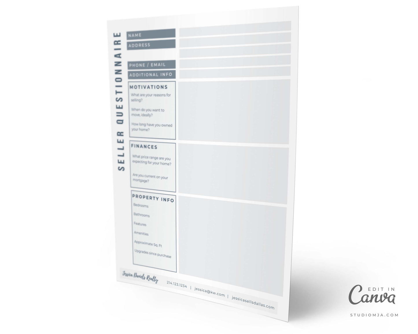The Minimalist Seller Questionnaire Form | Real Estate Template