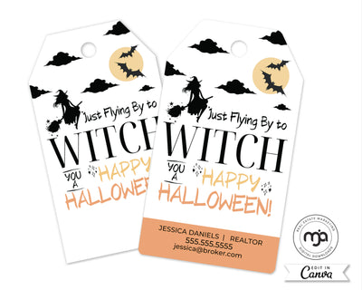 Just Flying By to Witch You a Happy Halloween - Halloween Pop By Gift Tag