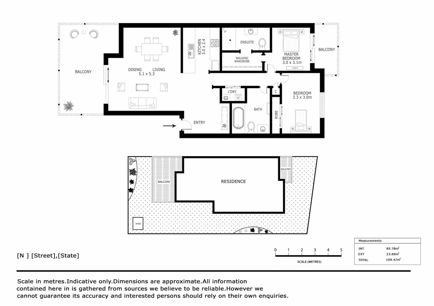 2D Black & White Floor Plans