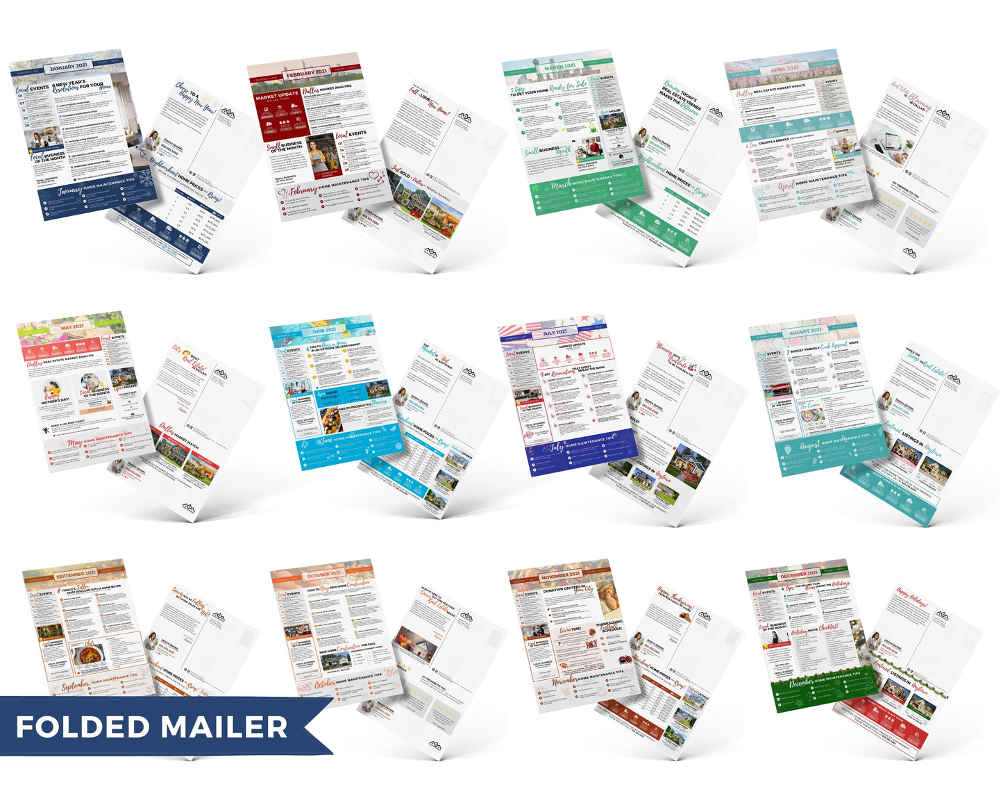 Realtor Newsletter Template - Bifold - Year Bundle (Monthly)