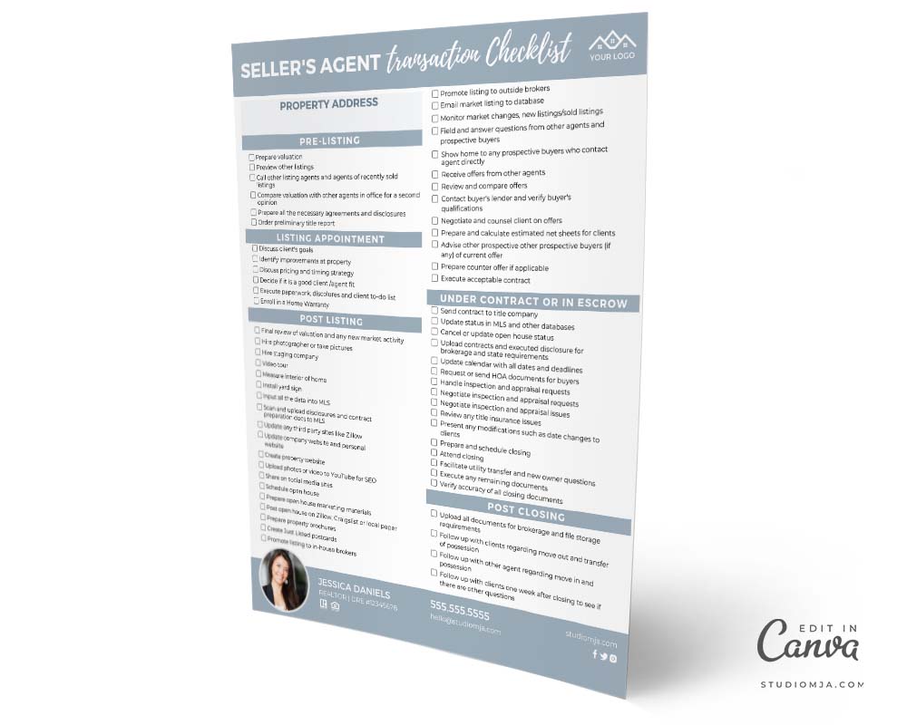 Real Estate Seller Agent Transaction Checklist