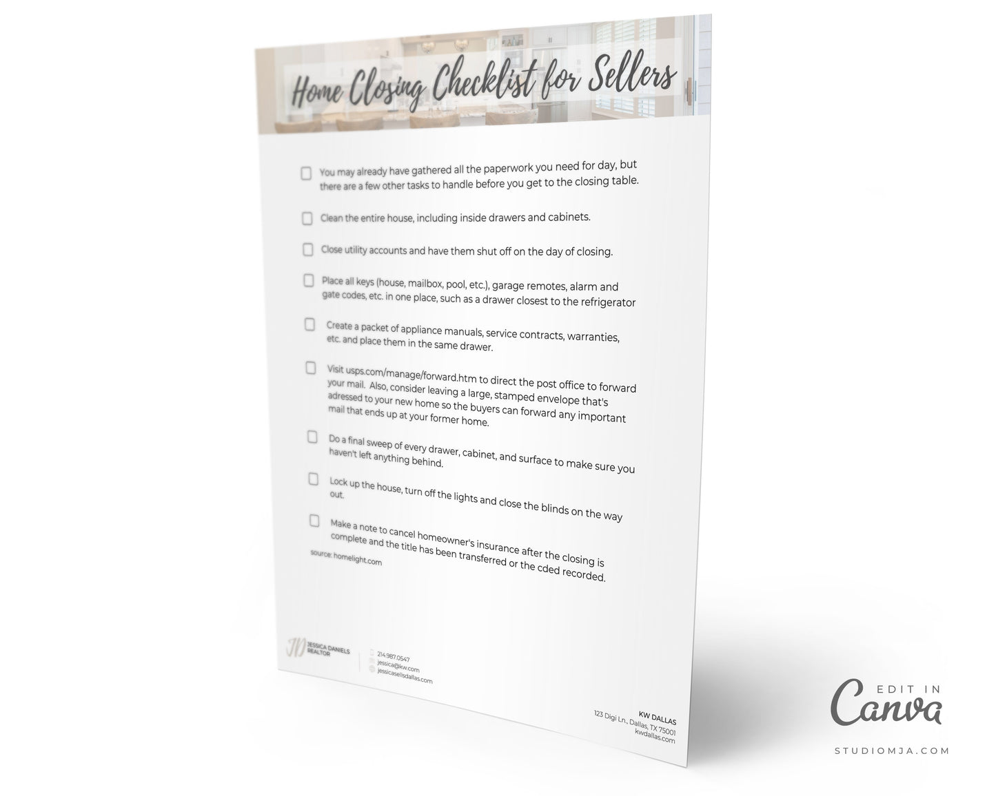 Home Closing Checklist for Sellers | Real Estate Template