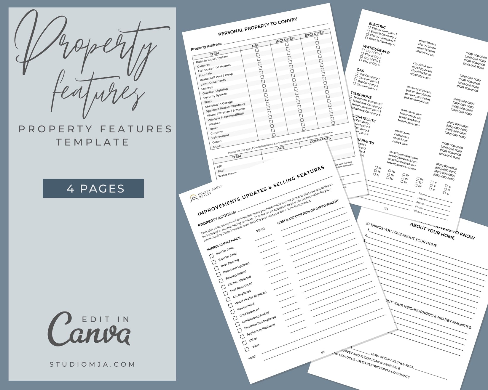 Property Features Real Estate Template Studio MJA Real Estate Marketing