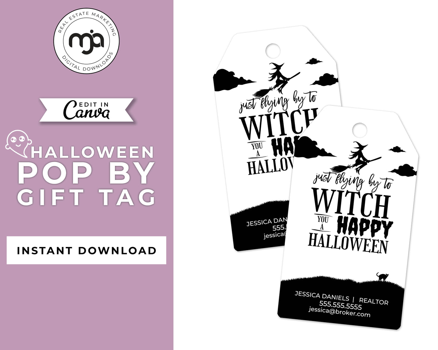 Just Flying By to Witch You a Happy Halloween - Halloween Pop By Gift Tag