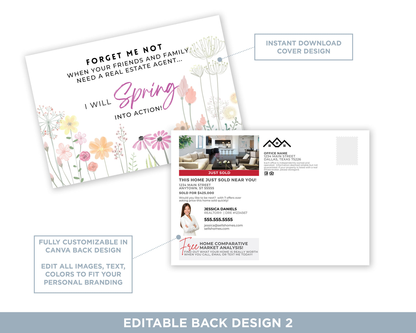 Forget Me Not | Real Estate Spring Referral Postcard Template