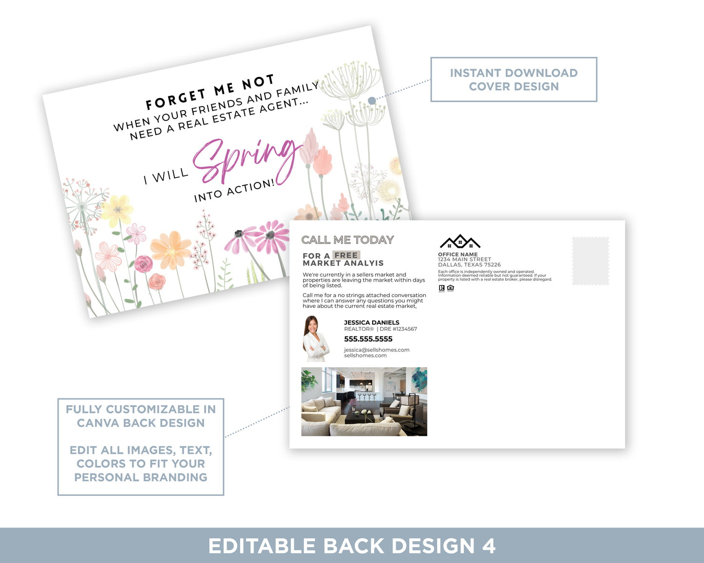 Forget Me Not | Real Estate Spring Referral Postcard Template