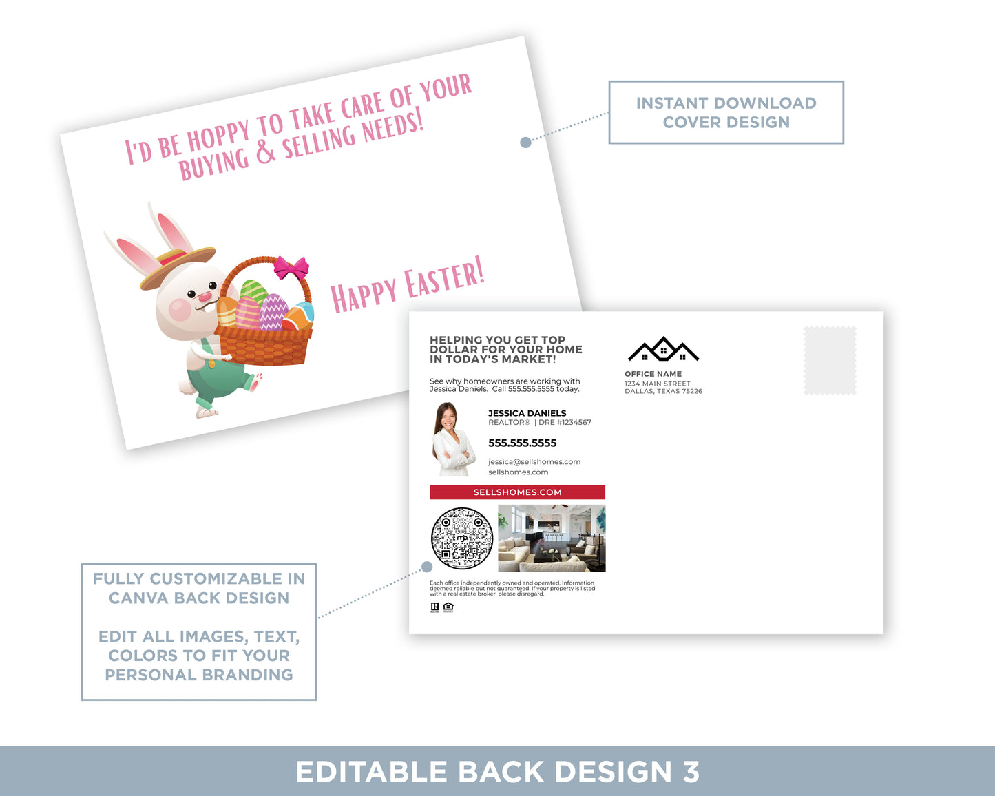 I'd Be Hoppy to Take Care of Your Buying & Selling Needs | Funny Real Estate Spring Postcard Download