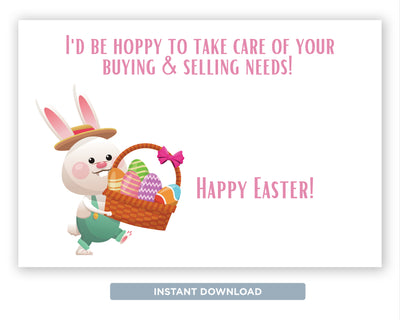 I'd Be Hoppy to Take Care of Your Buying & Selling Needs | Funny Real Estate Spring Postcard Download