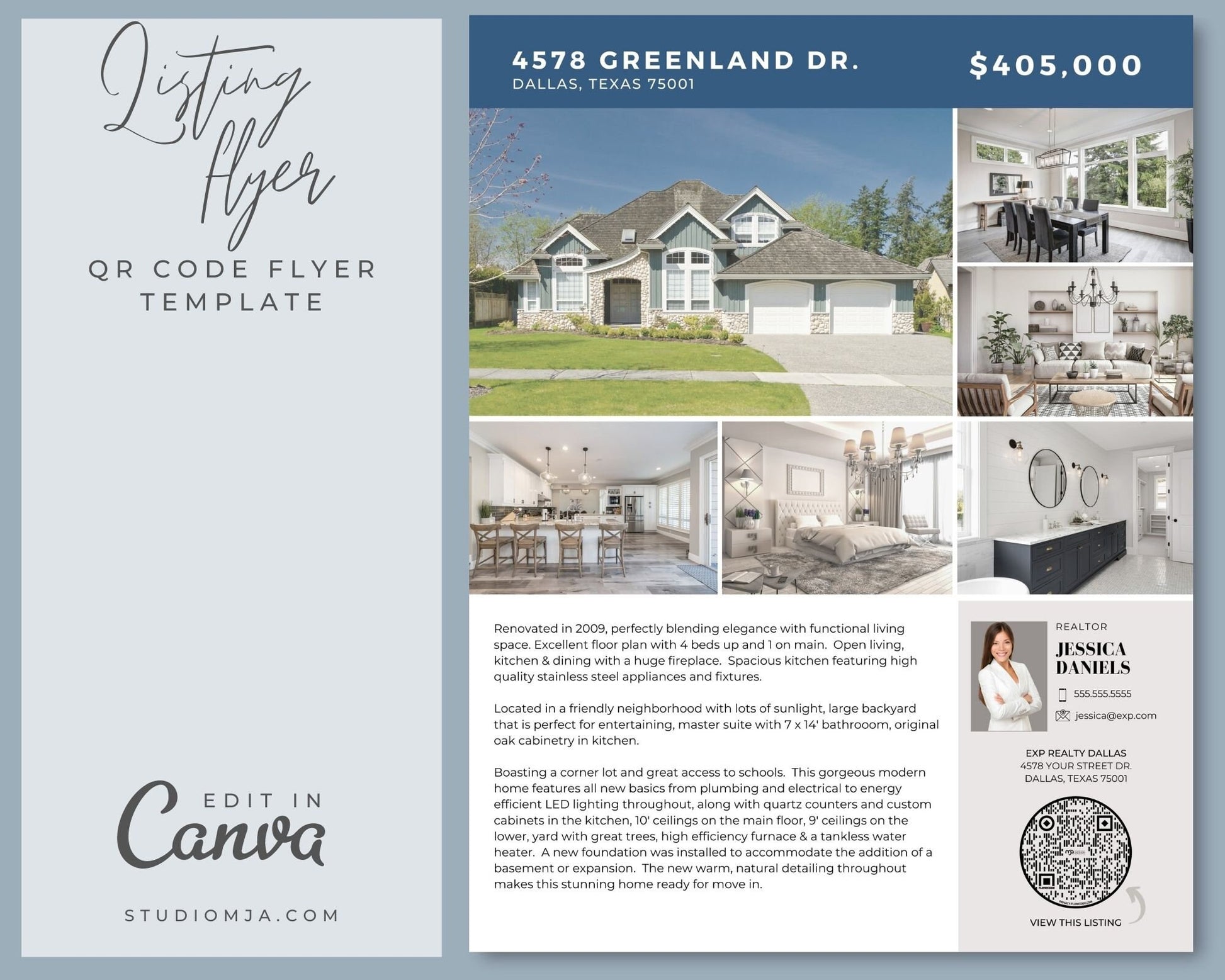 Real Estate Flyer Template | Canva Template | Real Estate Marketing  | Flyer Template