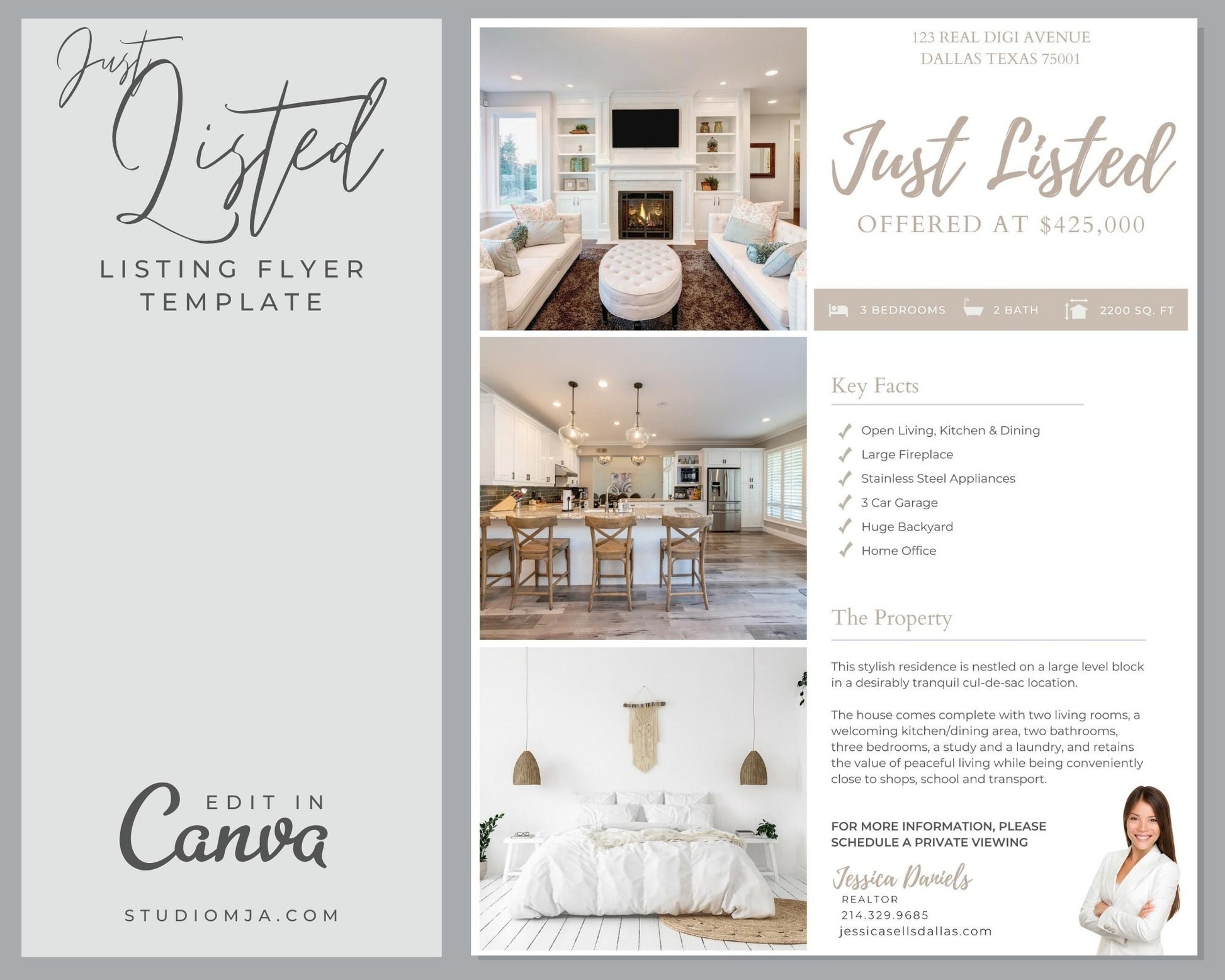 Real Estate Flyer Template | Canva Template | Real Estate Marketing  | Flyer Template