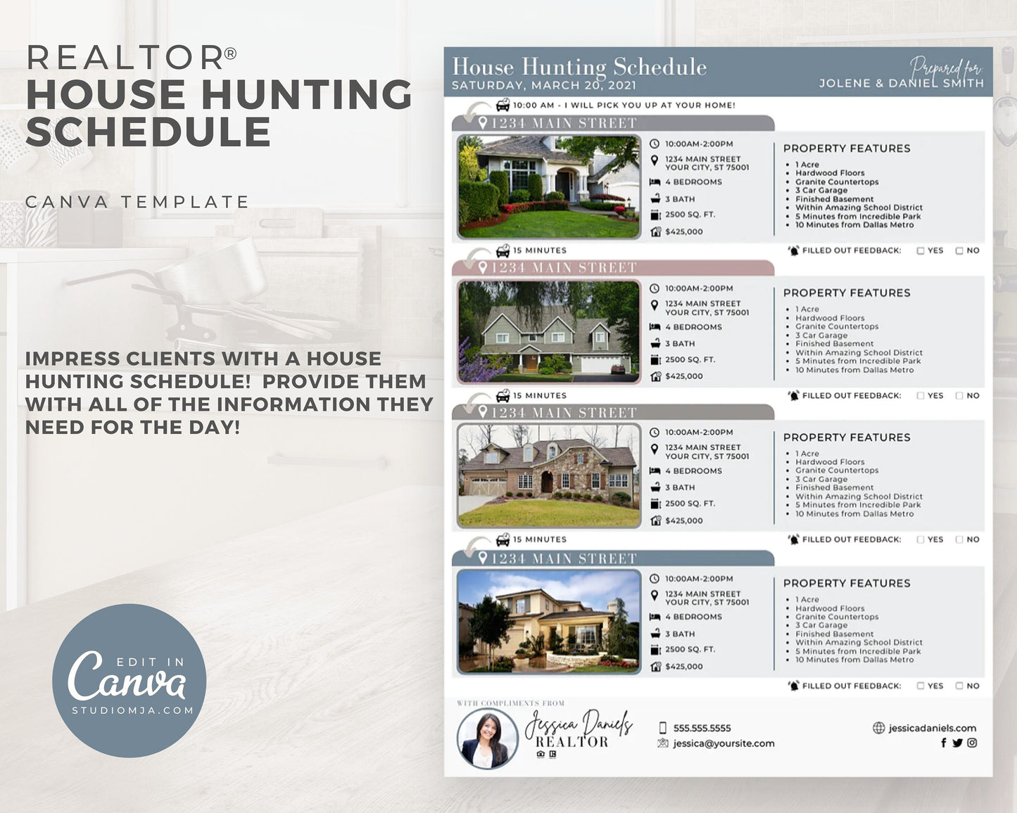 House Hunting Schedule | Real Estate Template | Home Buyer Guide | Home Buyer Packet | Real Estate Template | Canva | Download | Flyer