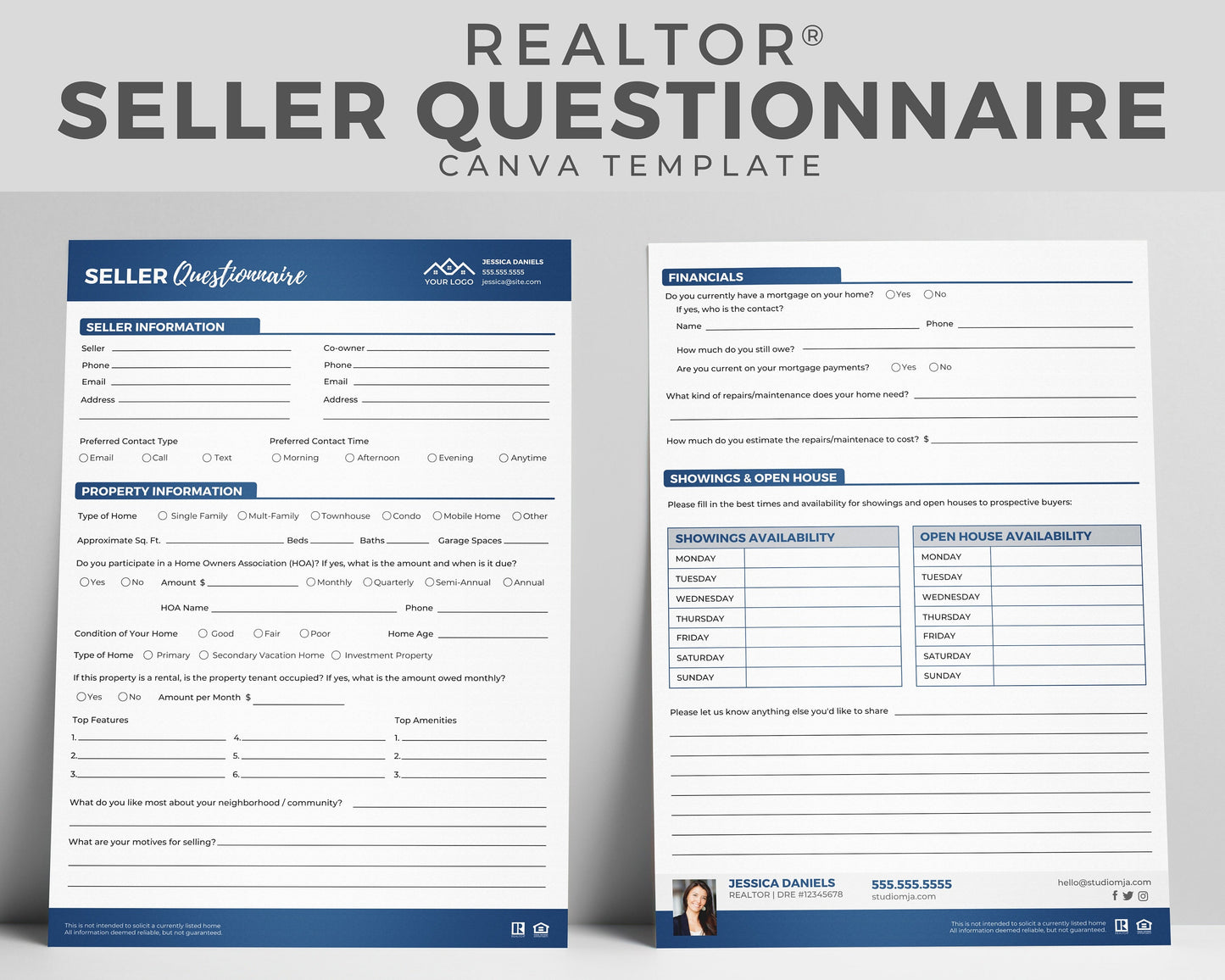 Real Estate Home Buyer's Questionnaire, Seller Questionnaire, Printable, Real Estate Buyer's Guide, Canva Template, Buyer's Checklist