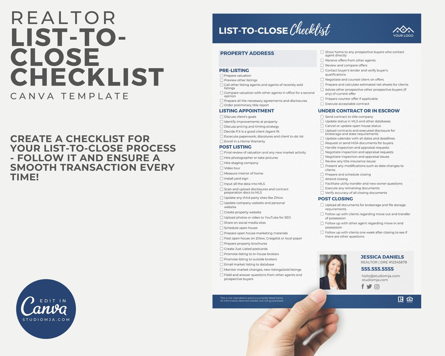 Realtor List to Close Checklist Template