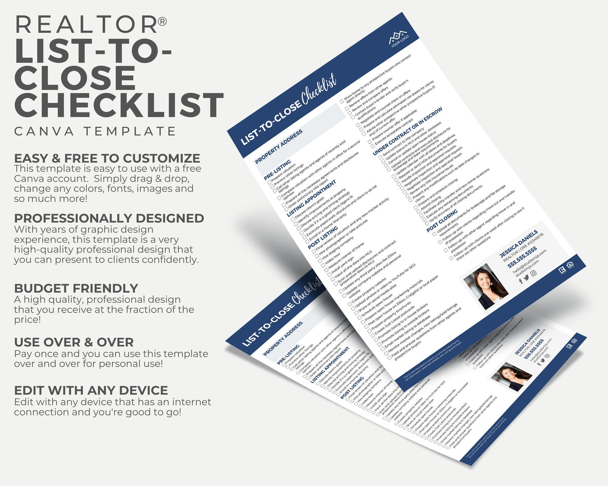 Realtor List to Close Checklist Template – Studio MJA Real Estate Marketing