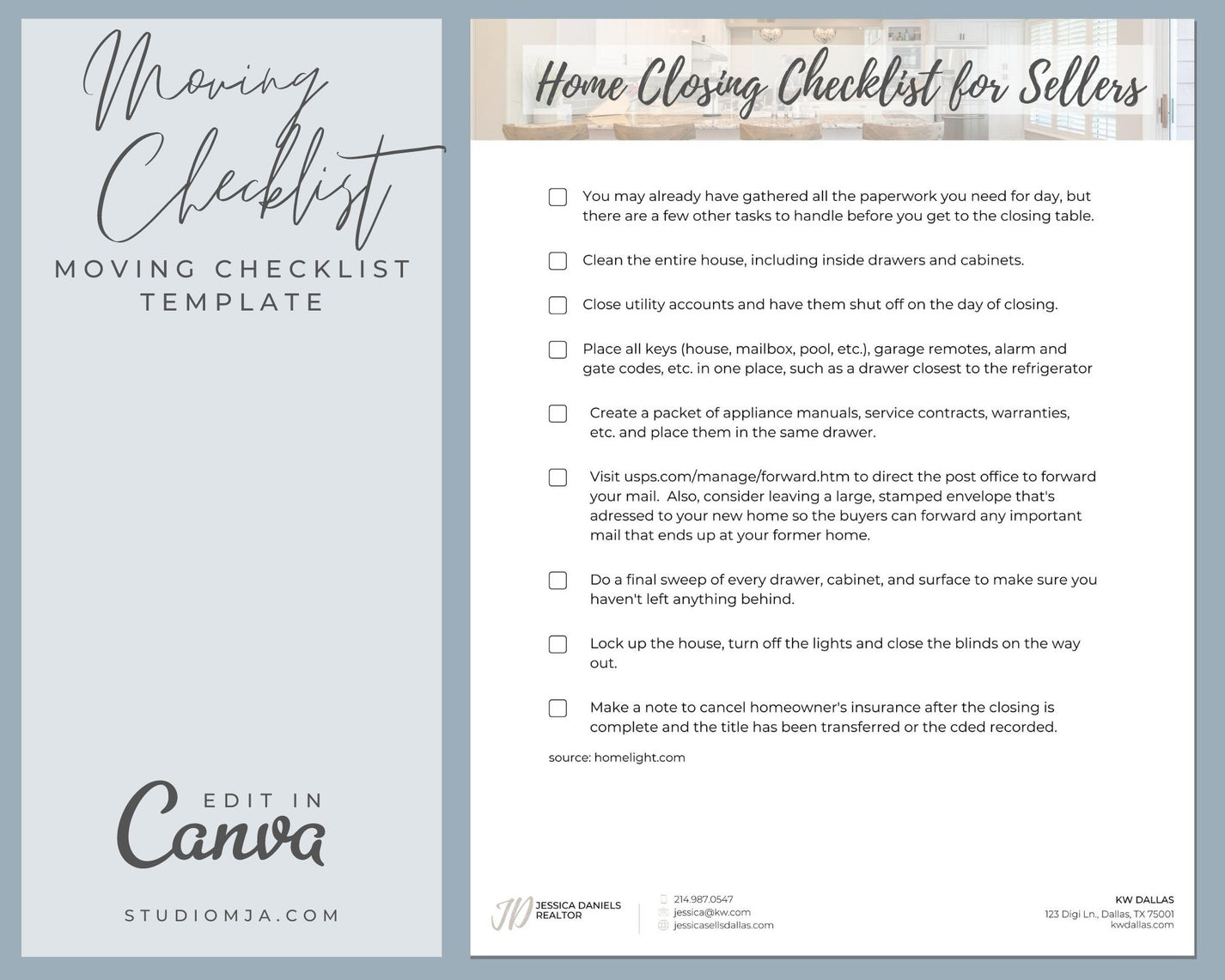 Home Closing Checklist for Sellers | Real Estate Template – Studio MJA