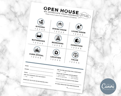 Open House Feedback Form II | Real Estate Form Template