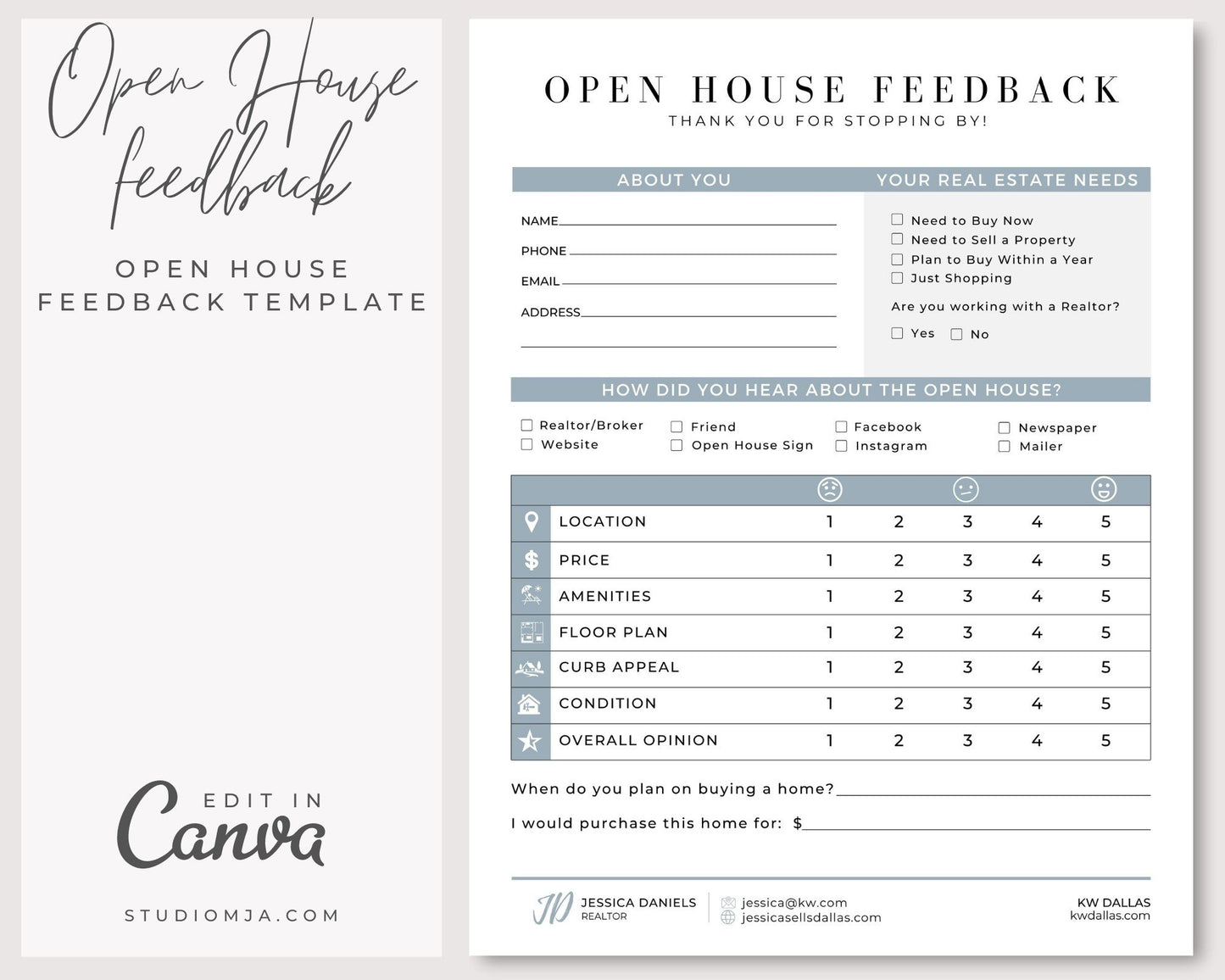 Open House Feedback | Real Estate Form Template