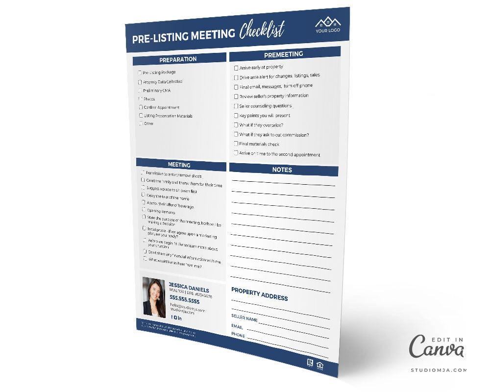Pre-Listing Meeting Checklist Template – Studio MJA Real Estate Marketing