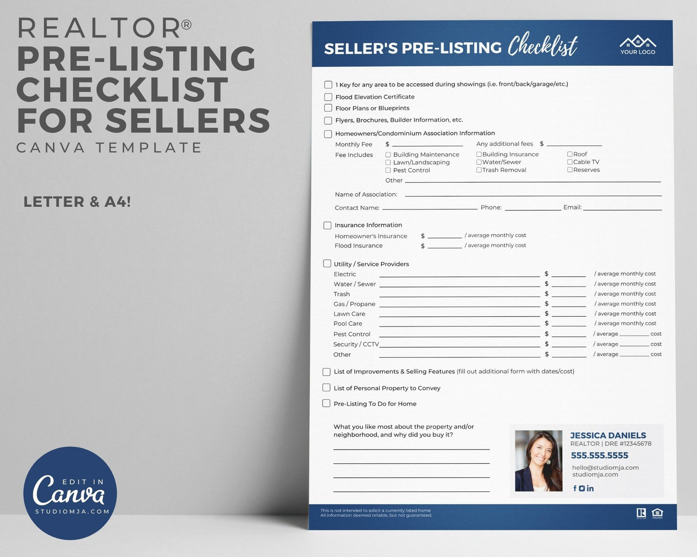 Seller Pre-Listing Checklist Template – Studio MJA Real Estate Marketing