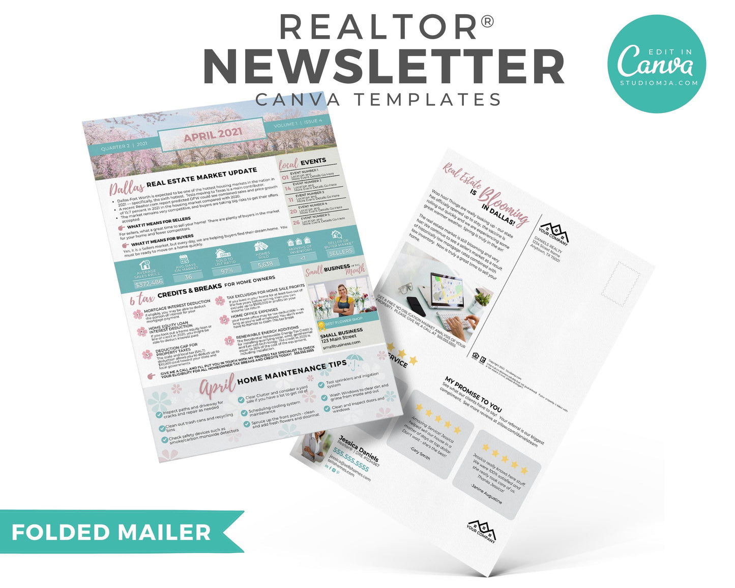 Realtor Newsletter Template - Bifold - 2nd Quarter Bundle