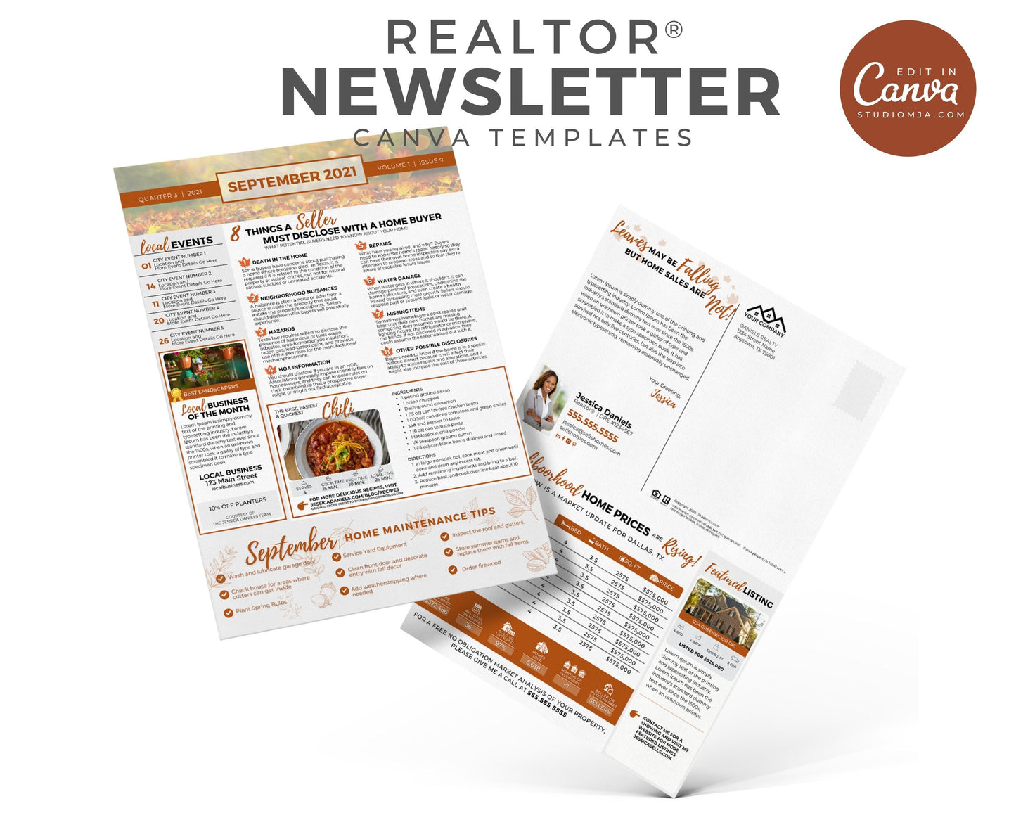 Realtor Newsletter Template - Bifold - 3rd Quarter Bundle