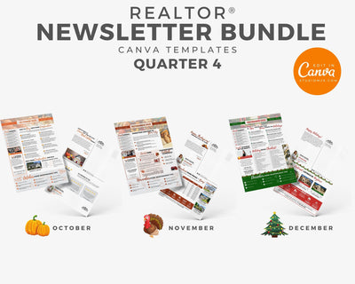 Realtor Newsletter Template - Bifold - 4th Quarter Bundle