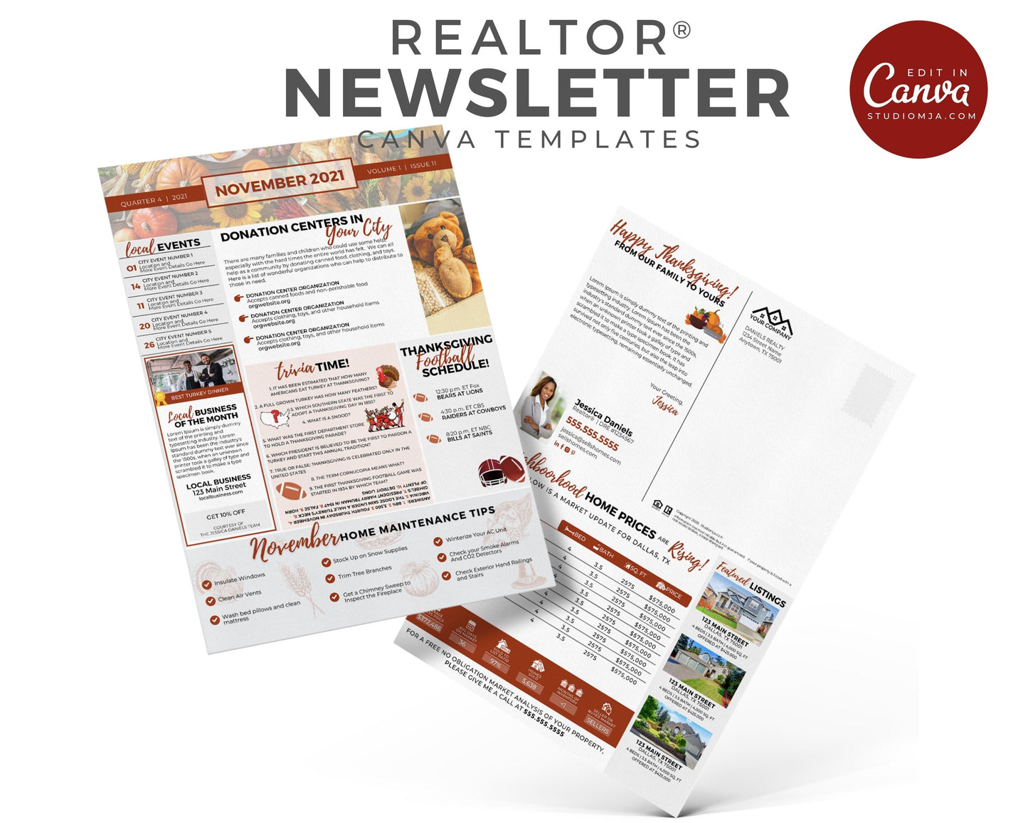 Realtor Newsletter Template - Bifold - 4th Quarter Bundle