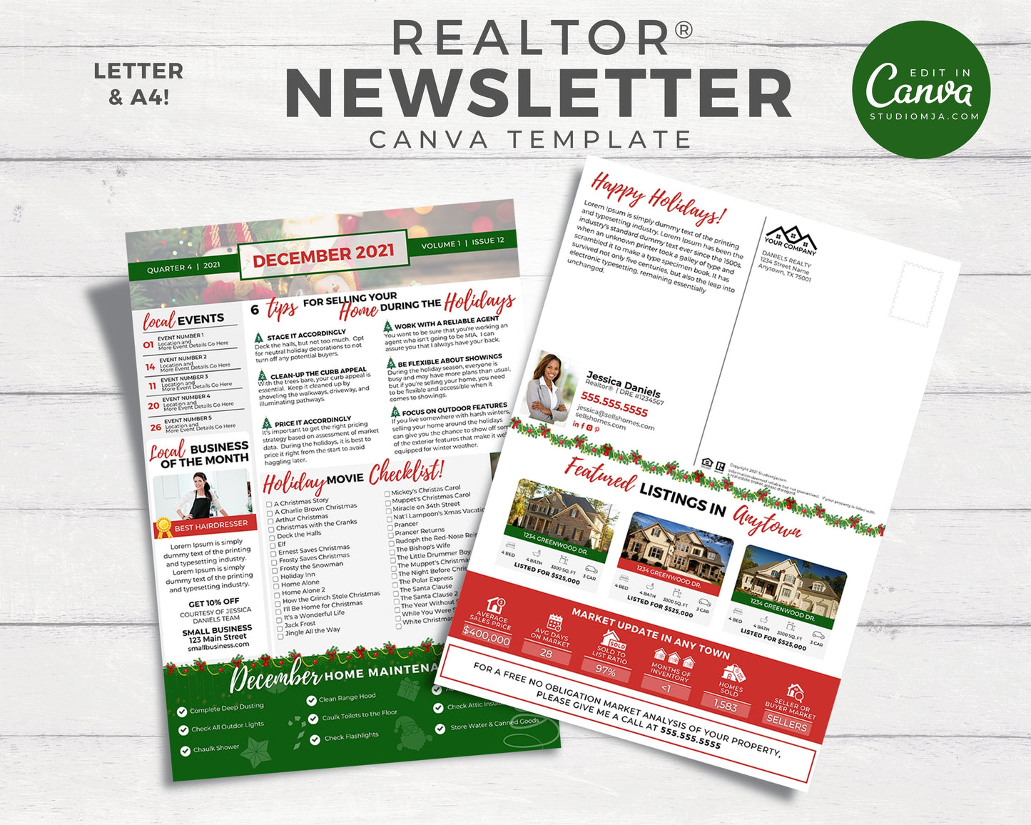 Realtor Newsletter Template - December - Bifold