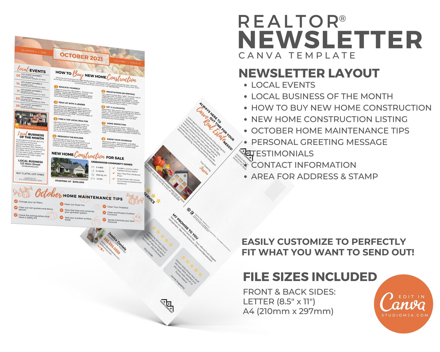 Realtor Newsletter Template - October - Bifold