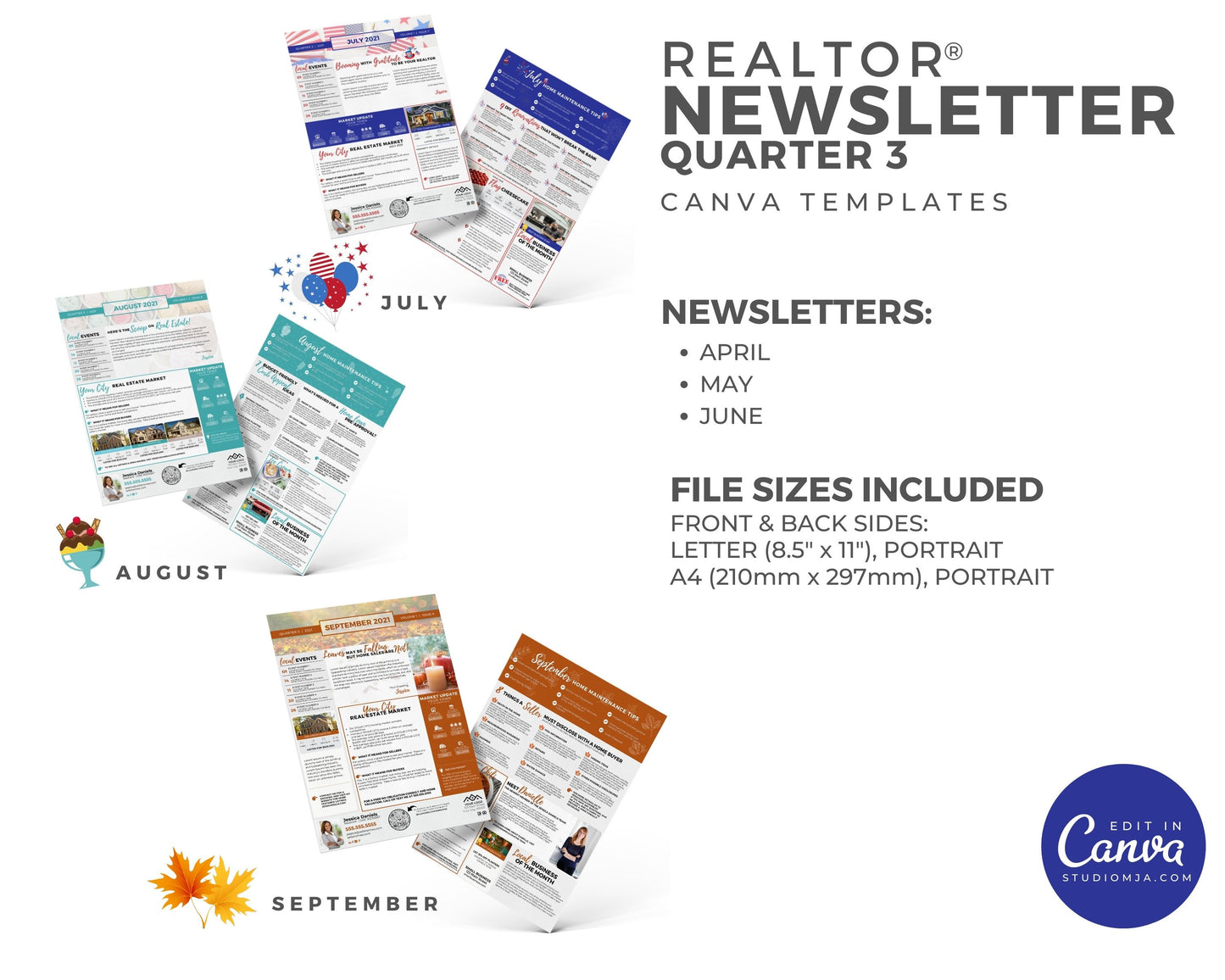 Realtor Newsletter Template - 3rd Quarter Bundle