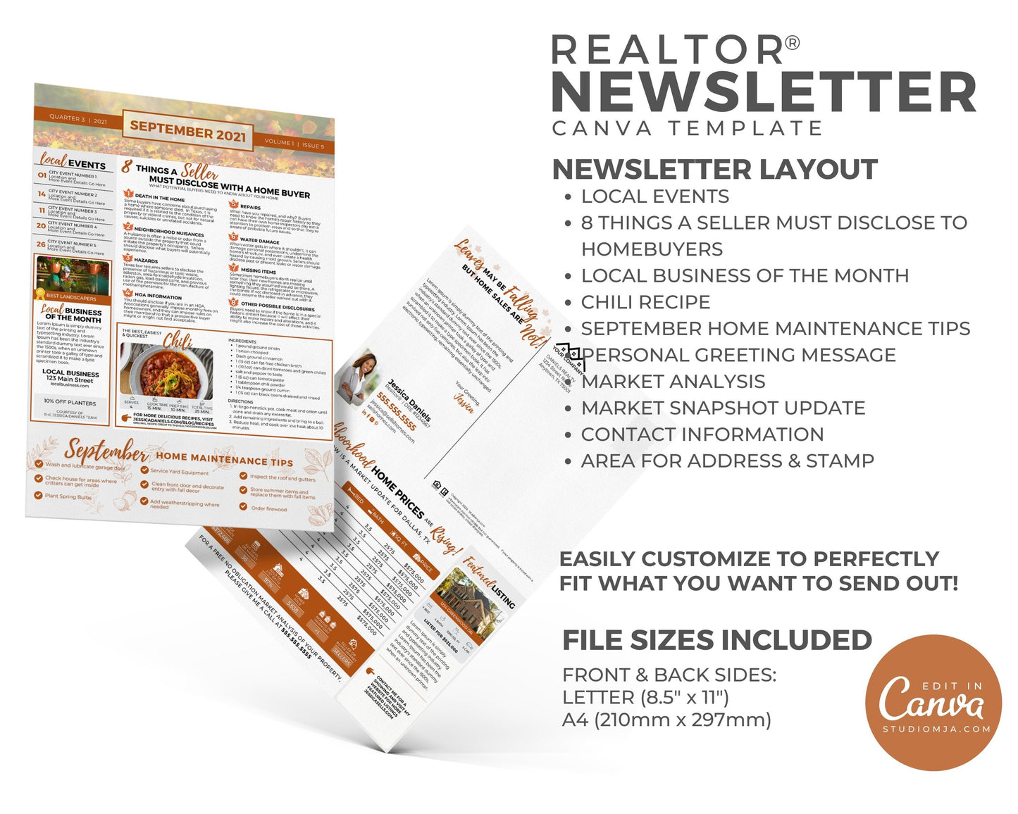 Realtor Newsletter Template - September - Bifold