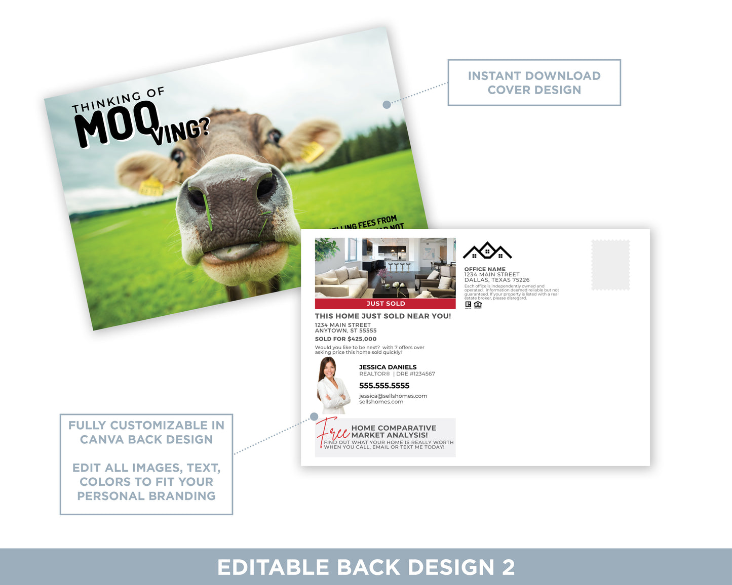 Thinking of Mooving | Funny Real Estate Postcard Download
