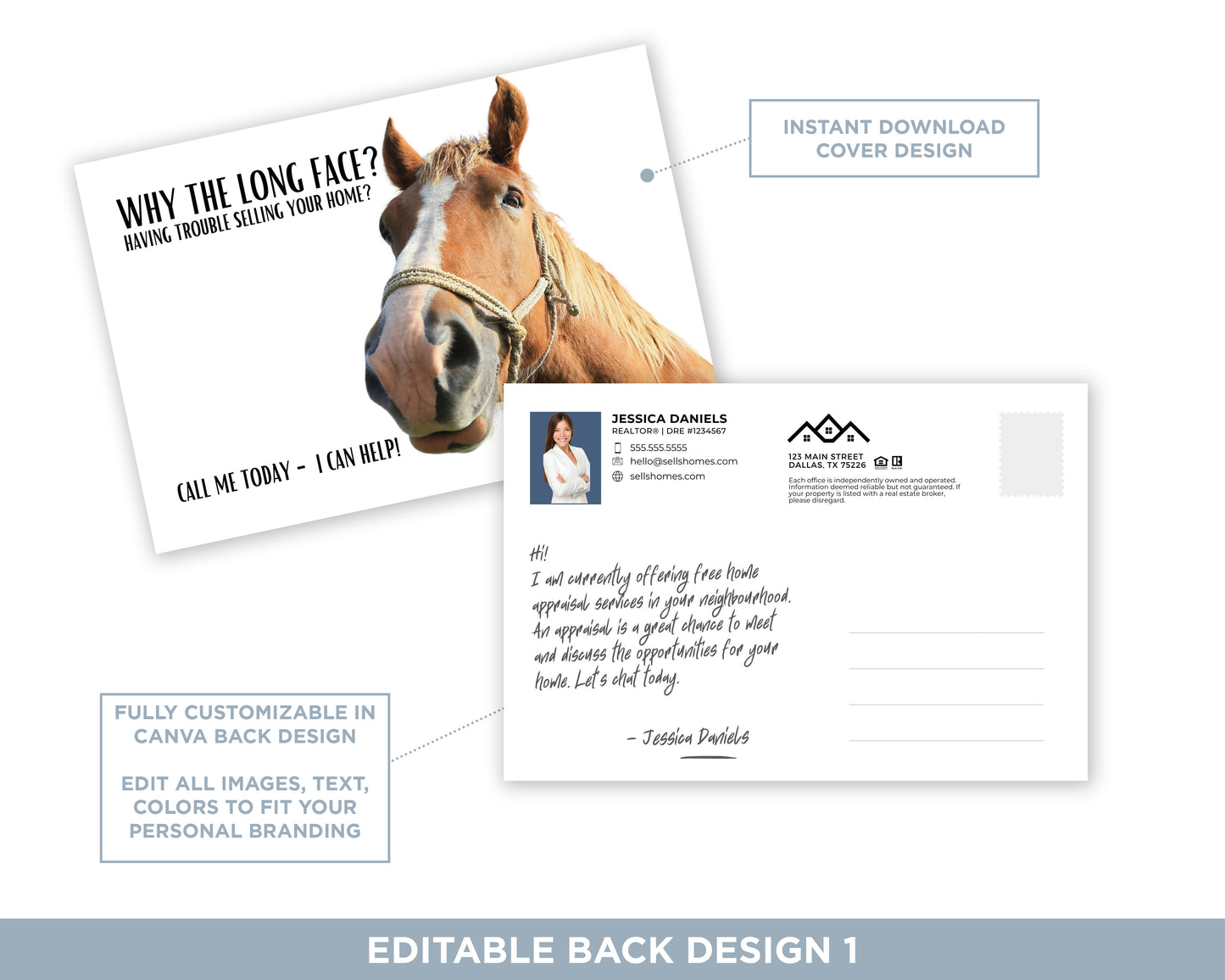 Why the Long Face?! | Funny Real Estate Postcard Download