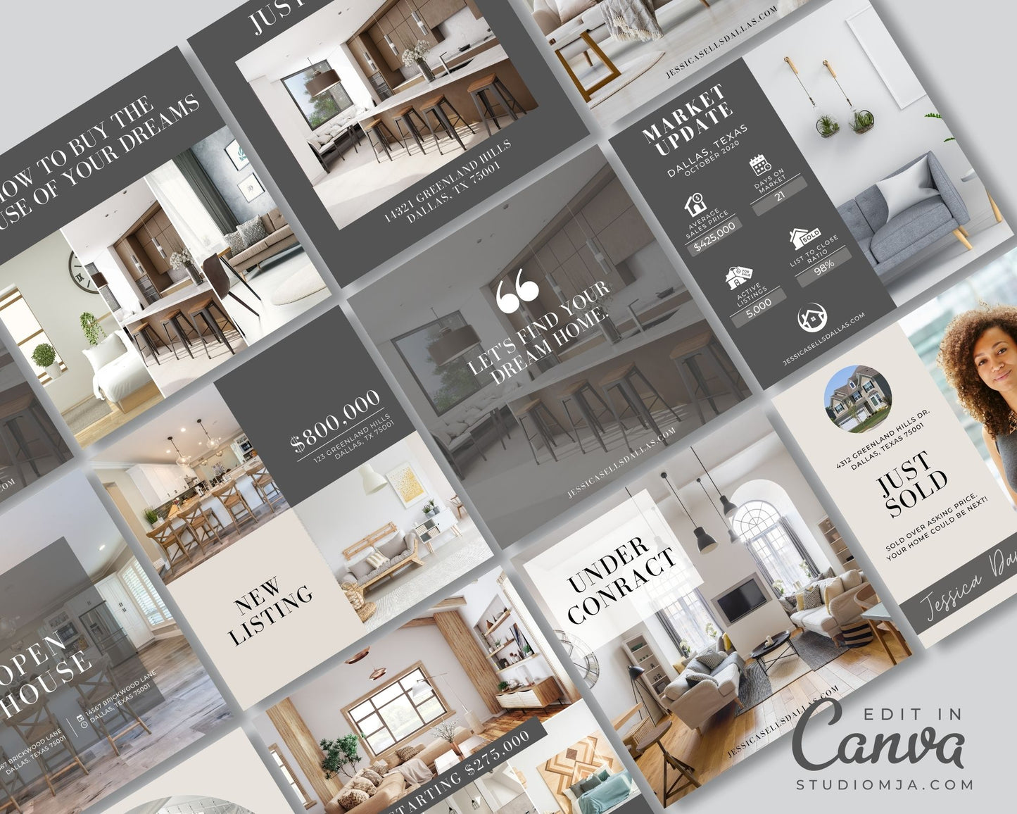 Real Estate Instagram Templates - Set of 30 - Custom