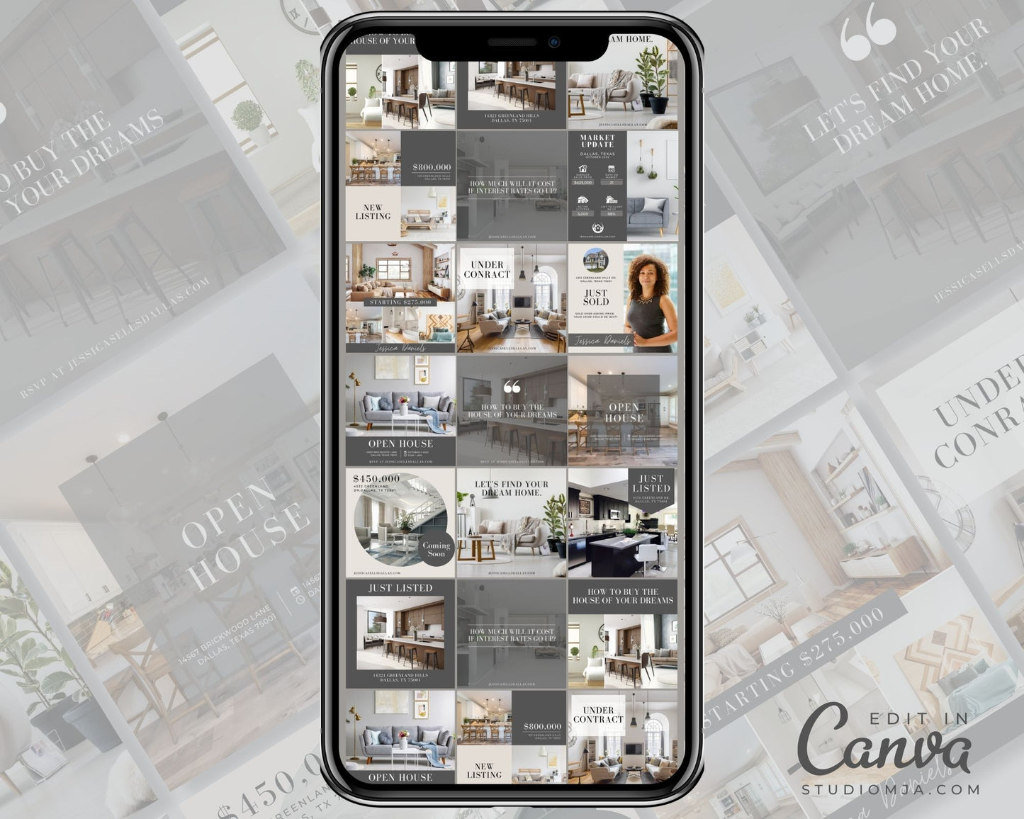 Real Estate Instagram Templates - Set of 30 - Custom