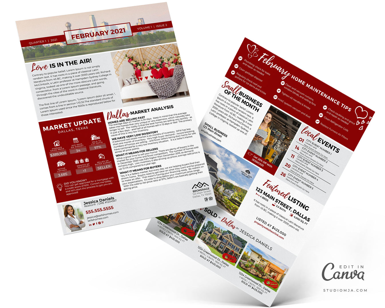 Realtor Newsletter Canva Template February Studio MJA Real Estate